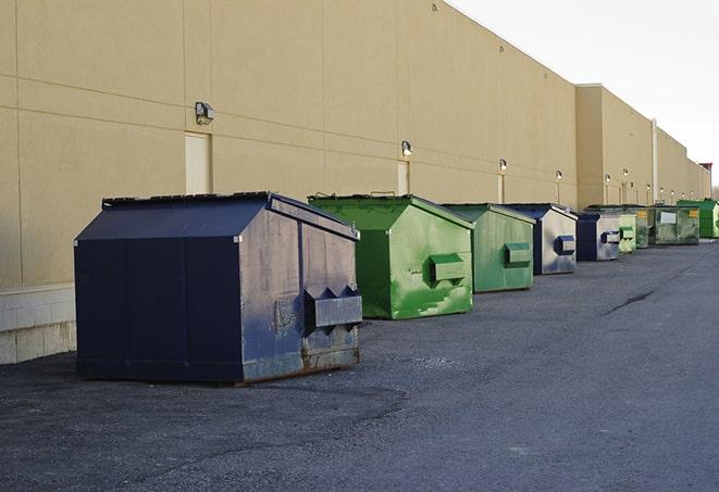 red and green waste bins at a building project in Dundee, IL